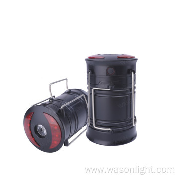 New 3 in 1 battery operated weatherproof collapsible outdoor portable LED camping lantern with spotlight and red warning light